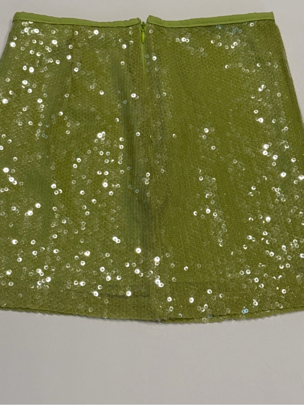 Missguided Women’s Sequin Mini Skirt S Lime Green Shimmer Tinker Bell
